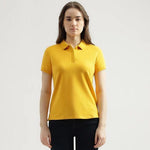 Ketex Yellow Cotton Blend Polo Neck Tshirt
