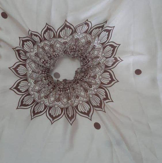 Satin Silk Printed Kaftan Saree With Unstitched Blouse