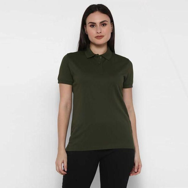 Ketex Bottle Green Cotton Blend Polo Neck Tshirt