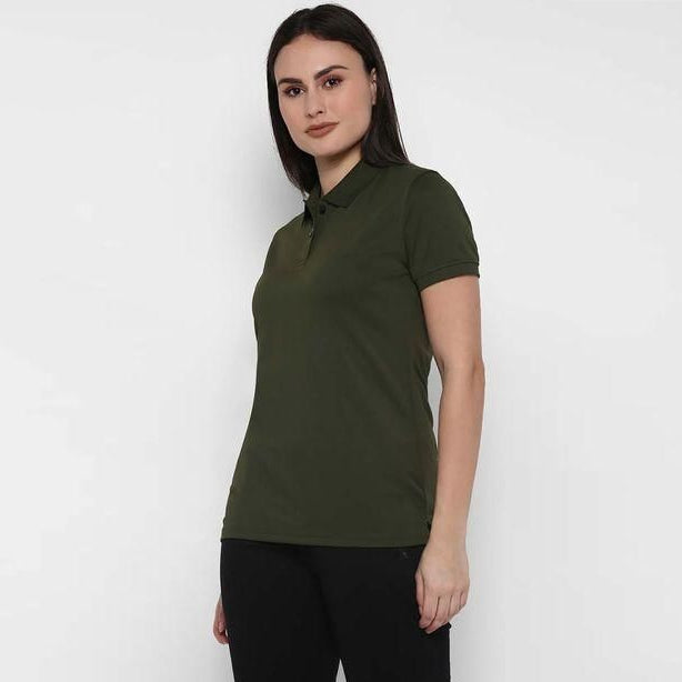 Ketex Bottle Green Cotton Blend Polo Neck Tshirt