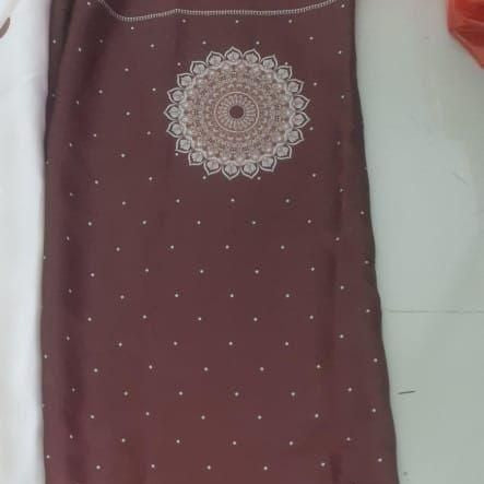 Satin Silk Printed Kaftan Saree With Unstitched Blouse