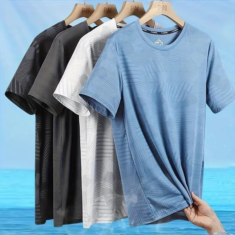 Men's Round Neck Polyester Casual T-shirt (Pack of 4)