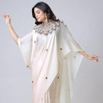 Satin Silk Printed Kaftan Saree With Unstitched Blouse