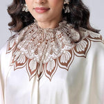 Satin Silk Printed Kaftan Saree With Unstitched Blouse