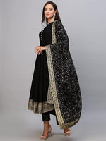 GoSriKi Women's Cotton Blend Solid Anarkali Kurta with Pant & Dupatta